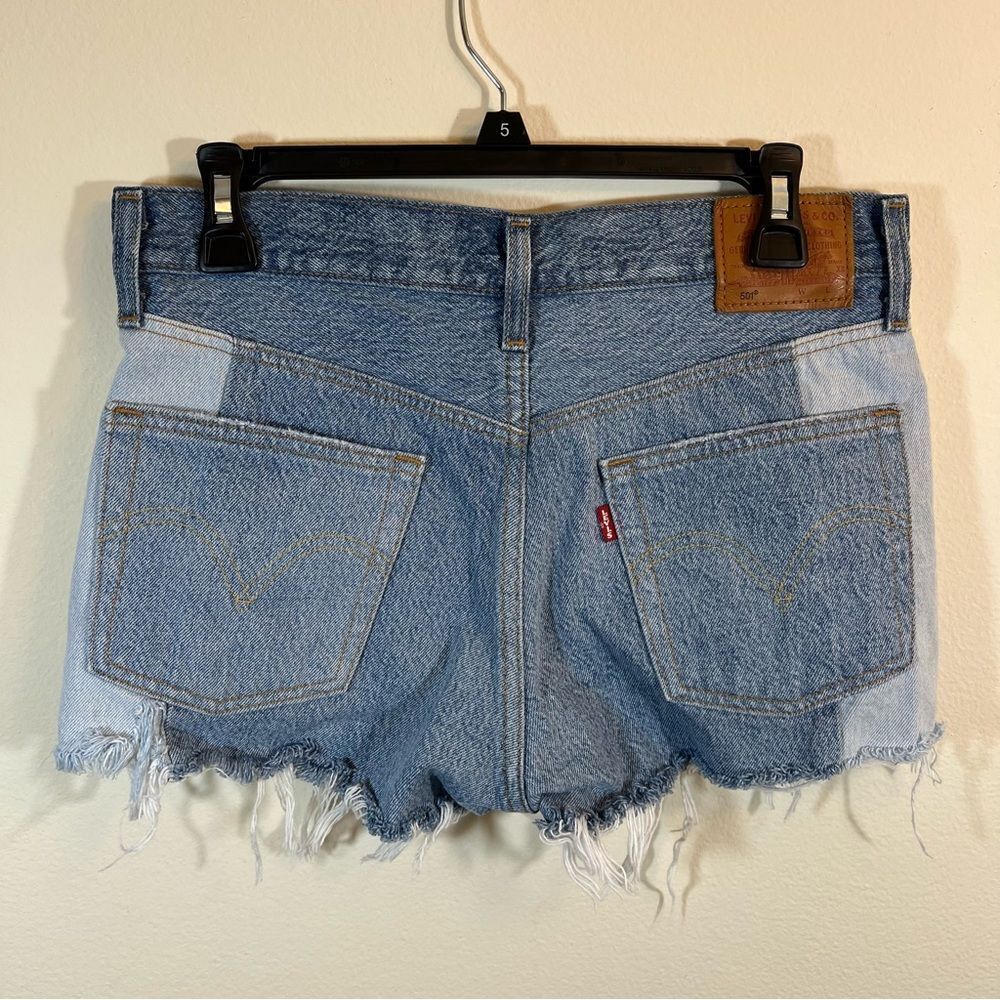 ✨ Levi’s Patchwork 501 Altered‎ Denim Shorts Button Fly 27 - Picture 5 of 12